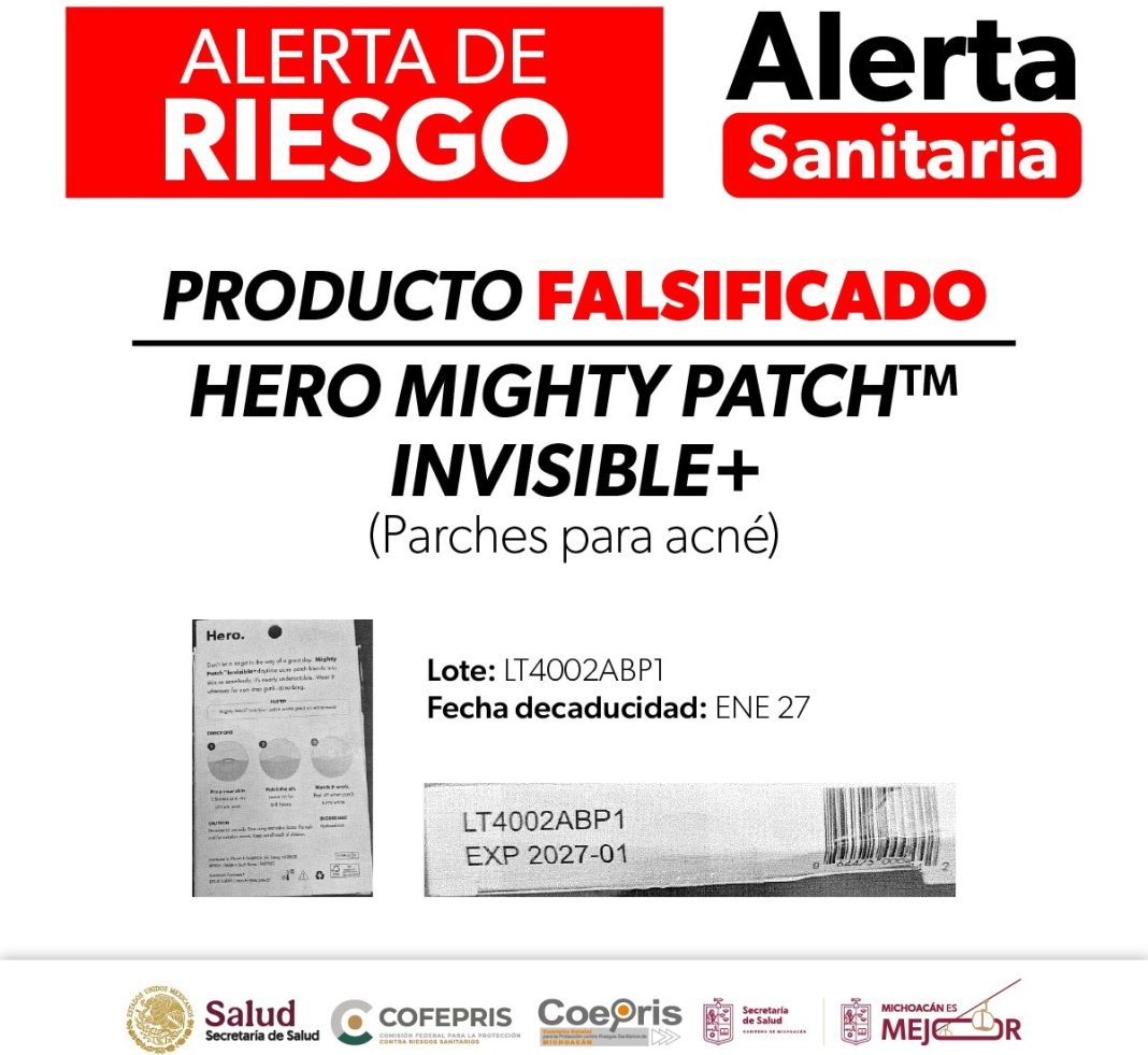 Emiten alerta sanitaria por comercialización ilegal de parches para acné