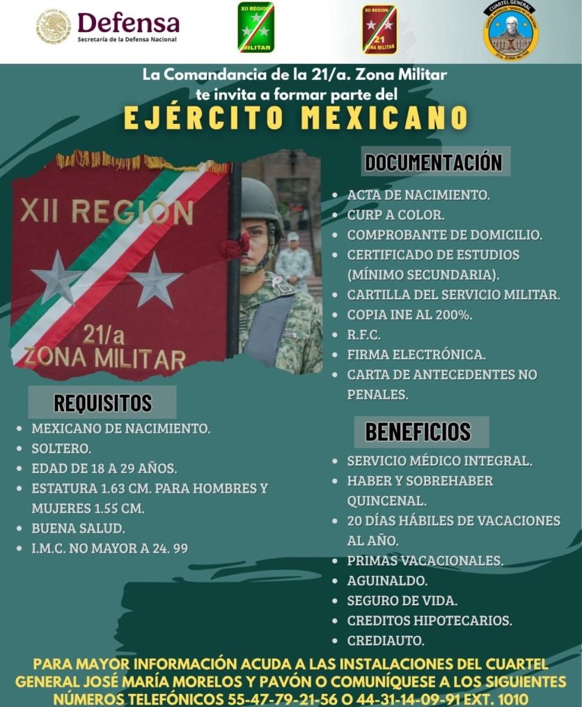 Invita a mujeres y hombres a formar parte del Ejército Mexicano