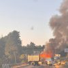 Tras enfrentamiento, delincuentes queman camión volteo en El Ajuno y realizan una serie de bloqueos carreteros