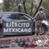 Guardia Nacional y Ejército Mexicano aseguran armamento y vehículos en el municipio de Tocumbo