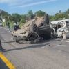 Choque y volcadura deja cuatro lesionados, en la autopista Siglo XXI