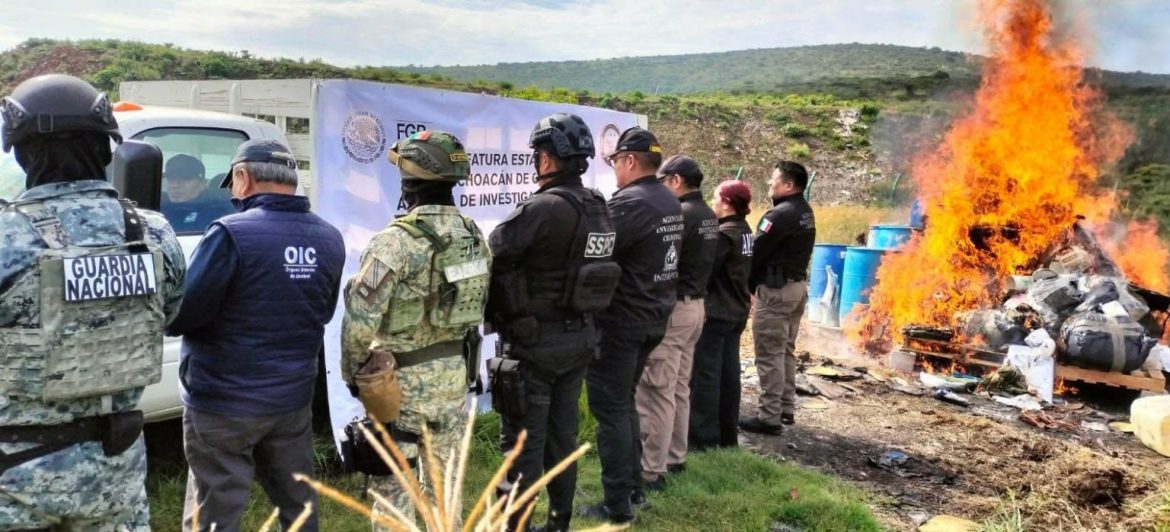 Destruyen droga, precursores químicos y objetos del delito asegurados en operativos registrados en Michoacán