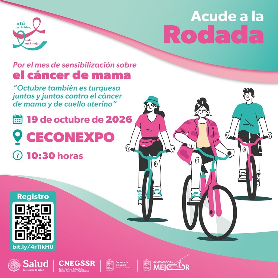 Promueve SSM detección de cáncer de mama con rodada y Feria de Salud en Morelia