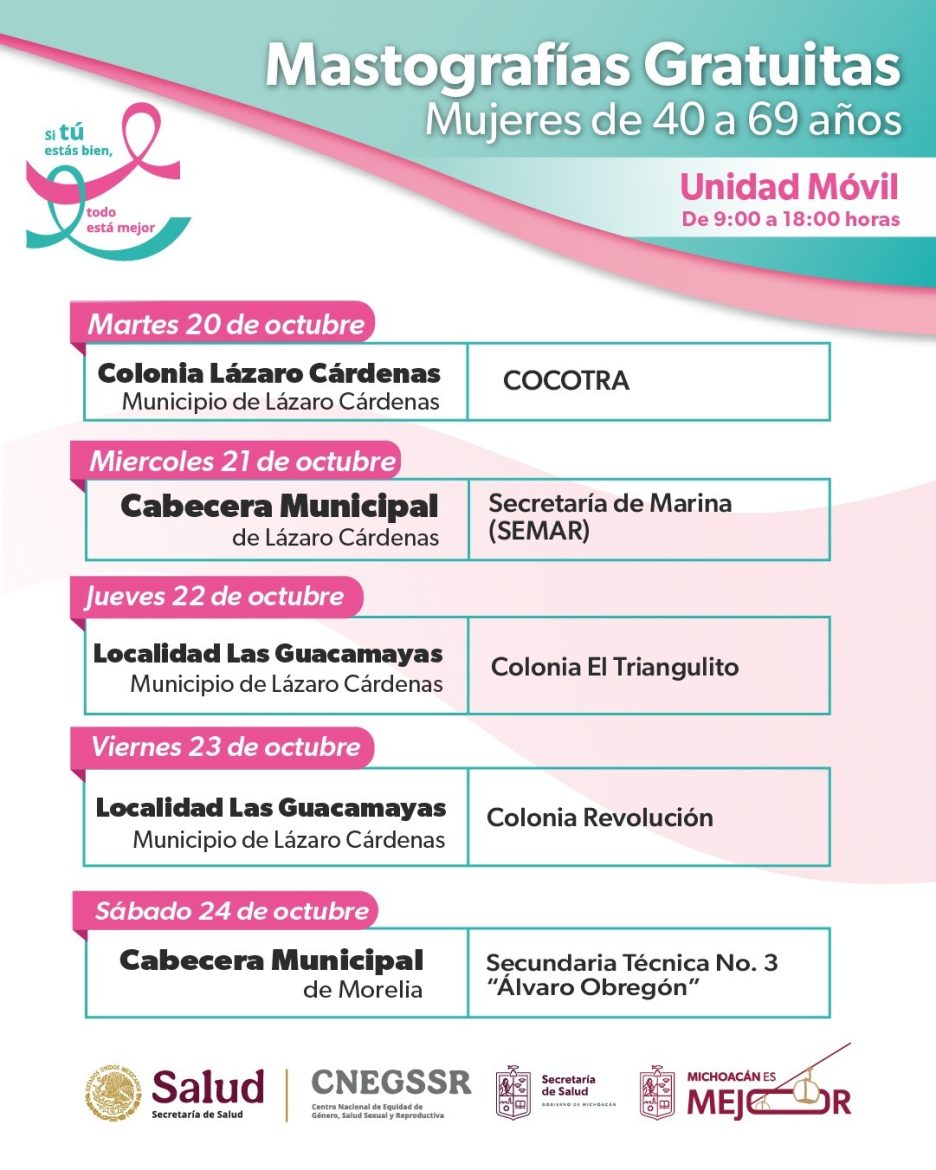 SSM lleva mastografías gratuitas a siete municipios de Michoacán