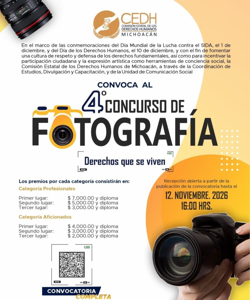 Convoca CEDH Michoacán al Concurso de Fotografía “Derechos que se Viven”